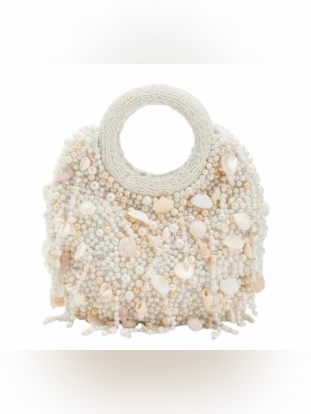 Gorgeous Ivory Beaded Pearl & Shell Bag